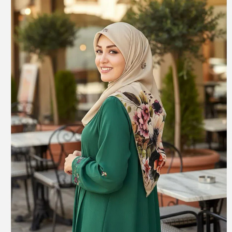 روسری نخ کاستوم طرح خورشید قواره بزرگ 140 سانتیمتر چرخ دوز