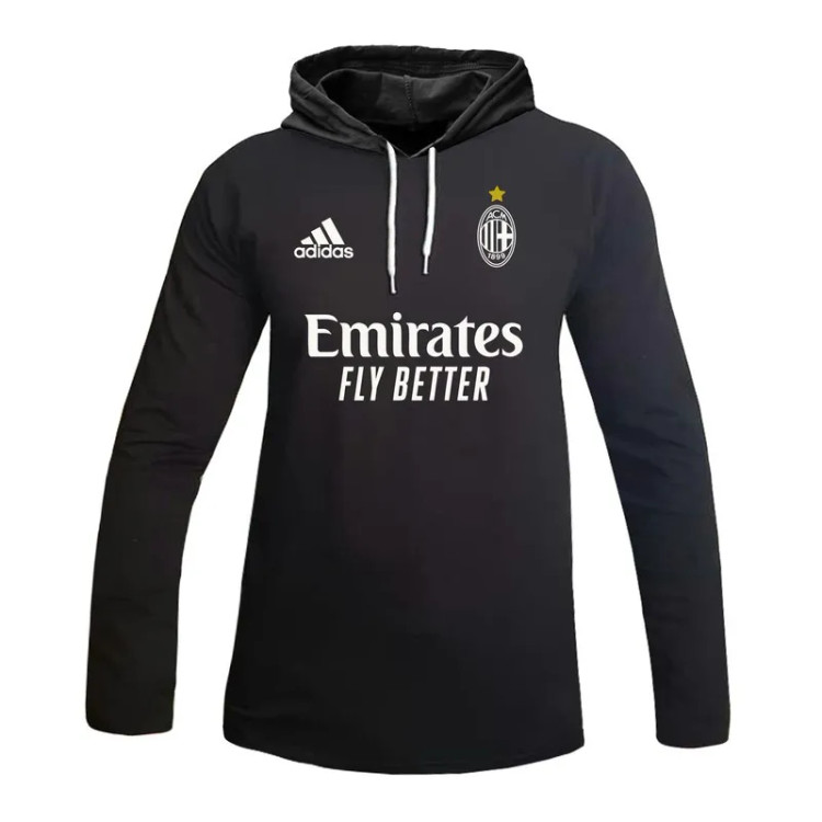 تیشرت آستین بلند کلاه دار طرح آث میلان مدل j8968 جنس نخی اعلا رنگ زرد مشکی سفید سایز L XL 2XL