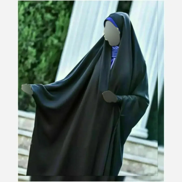 چادر خبرنگاری کارمندی کرپ حریر الاسود رنگ مشکی