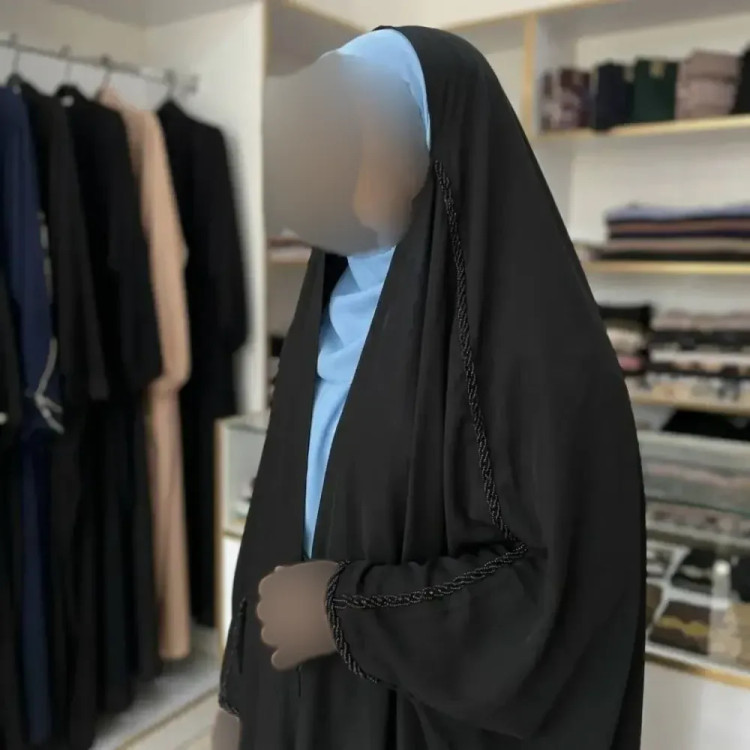 چادر جده منجوق دولاین کرپ حریرالاسود مشکی