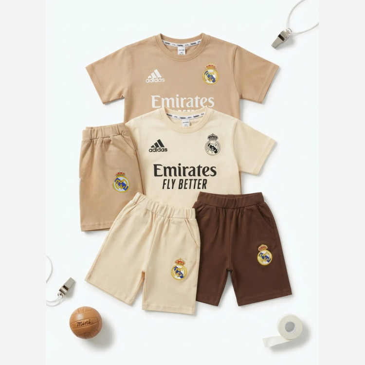 ست ورزشی پسرانه تیشرت و شلوارک طرح رئال مادرید سایز 45 تا 65