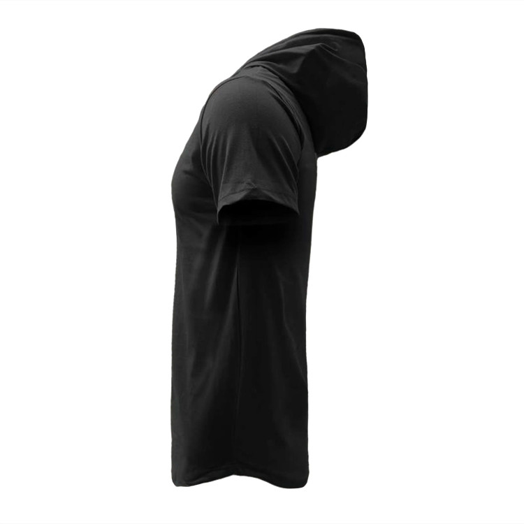 تیشرت کلاه دار مردانه آستین کوتاه نخی طرح cfc رنگ مشکی سایز L XL XXL