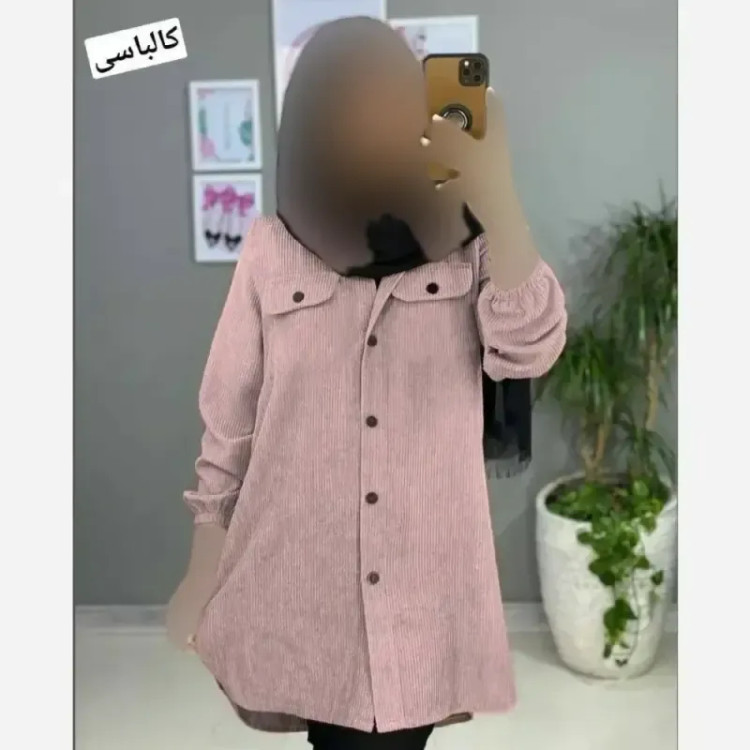 مانتو مخمل کبریتی پاییزه سامیه فری سایز دکمه دار