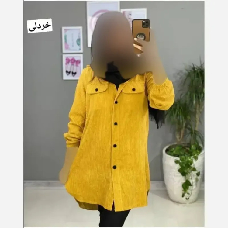 مانتو مخمل کبریتی پاییزه سامیه فری سایز دکمه دار