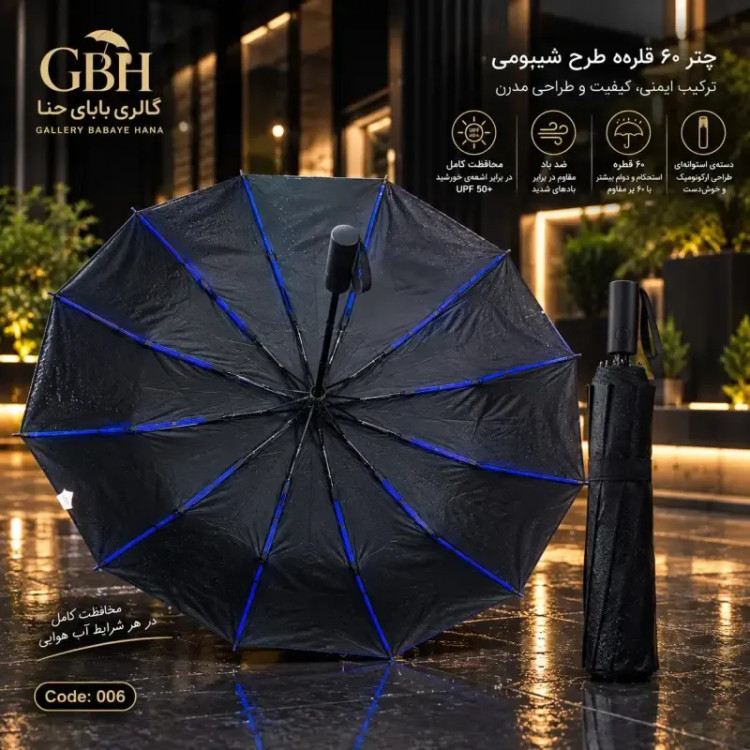 چتر تاشو اتوماتیک 12 فنر طرح شیائومی UPF50+ مشکی