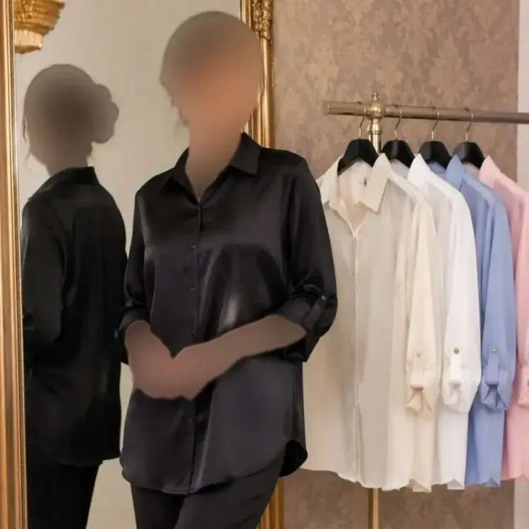 شومیز سیلک ابریشم آستین فلشی فری سایز