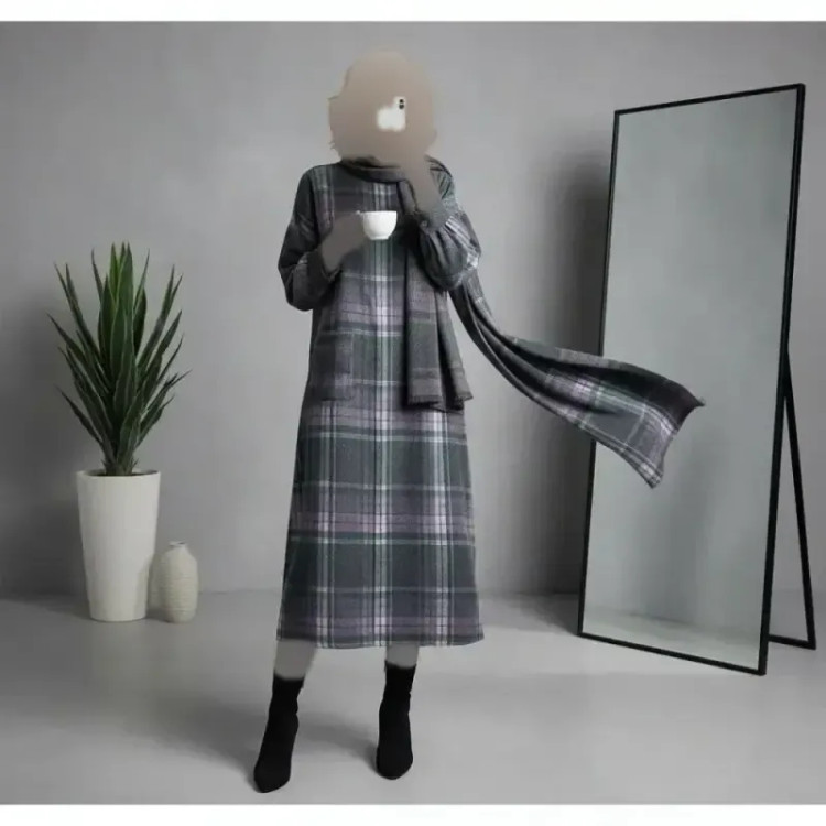 کفتان چهارخونه پشمی درجه یک فری سایز زنانه