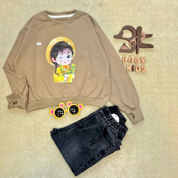 کراپ فینگردار پنبه دورس دخترانه طرح دختر سایز 5 تا 12 سال