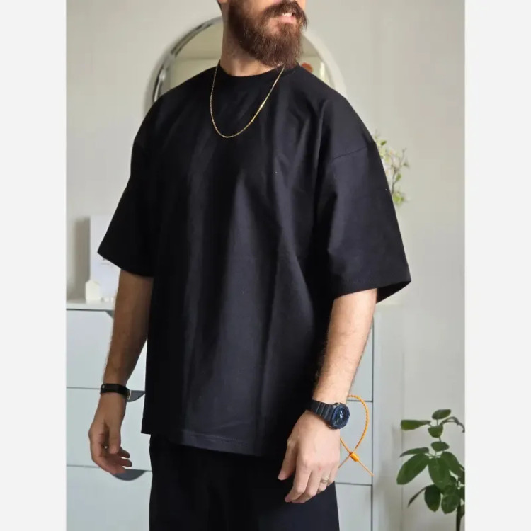 تیشرت باکسی بیسیک پگادور پارچه دورس دو نخ سایز L XL XXL رنگ بندی مداد رنگی
