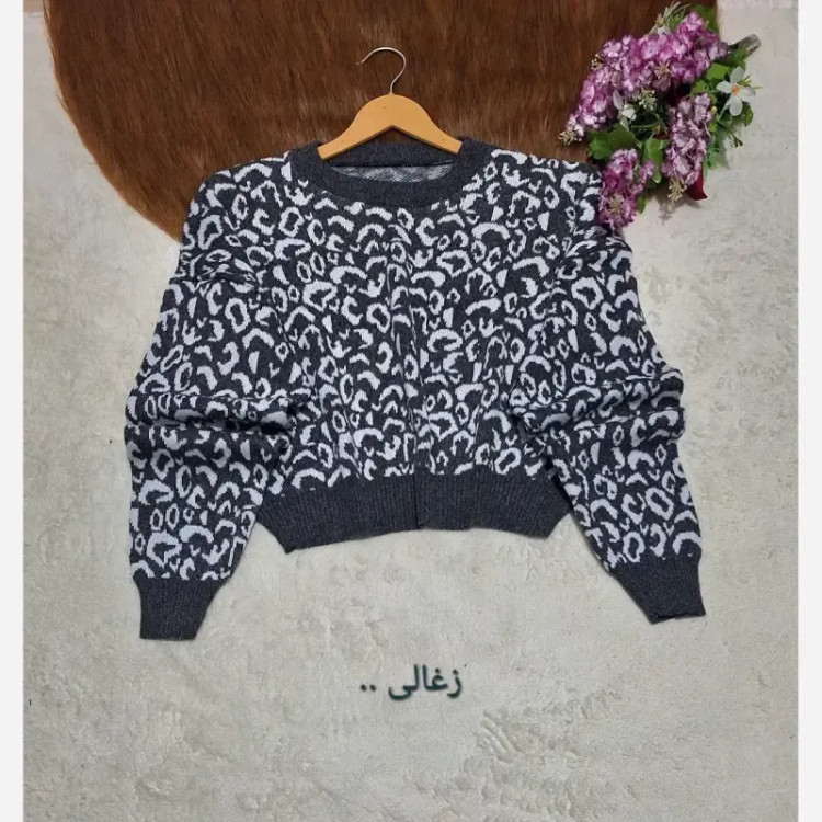 کراپ بافت پلنگی زنانه آکریل درجه یک فری سایز