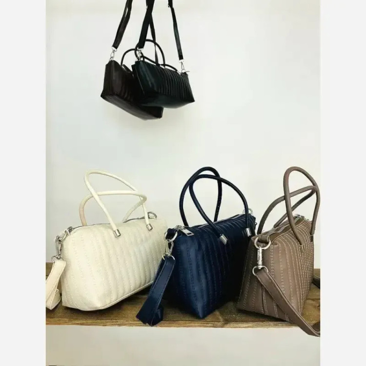 کیف زنانه گلدوزی شده مدل ریما رنگ مشکی شکلاتی سورمه ای کرم موکا سایز 24 در 13