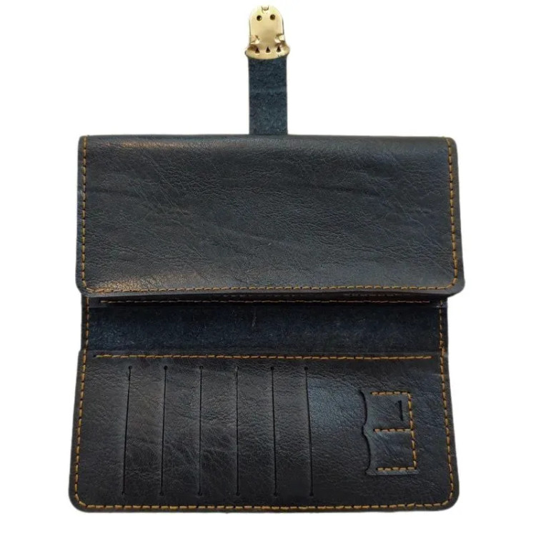 کیف پول موبایل سه لت دست دوز چرم مصنوعی سوگو با قفل ناخنی