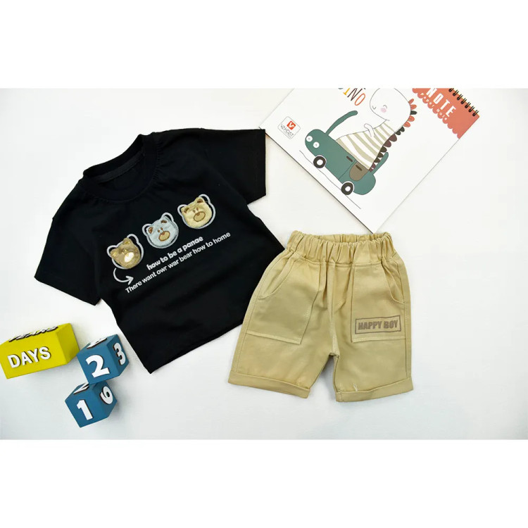 تیشرت و شلوارک پسرانه مشکی خرسی