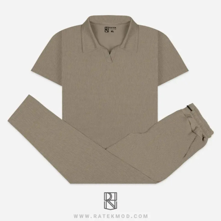 ست تیشرت نیم یقه و شلوار کبریتی مردانه سایز XL تا 3XL