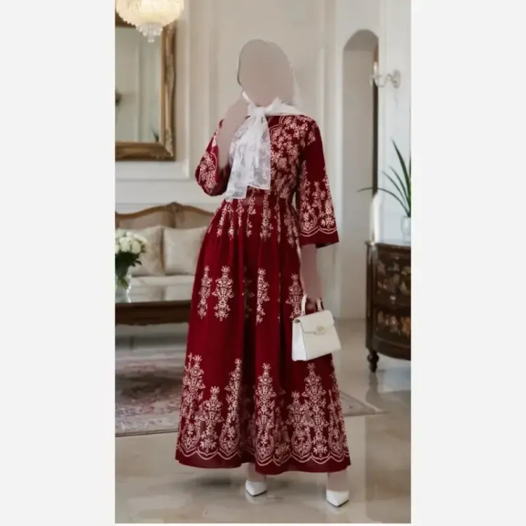 پیراهن ساحلی ترمه فلور بوگاتی فری سایز پرچین تمام کلوش